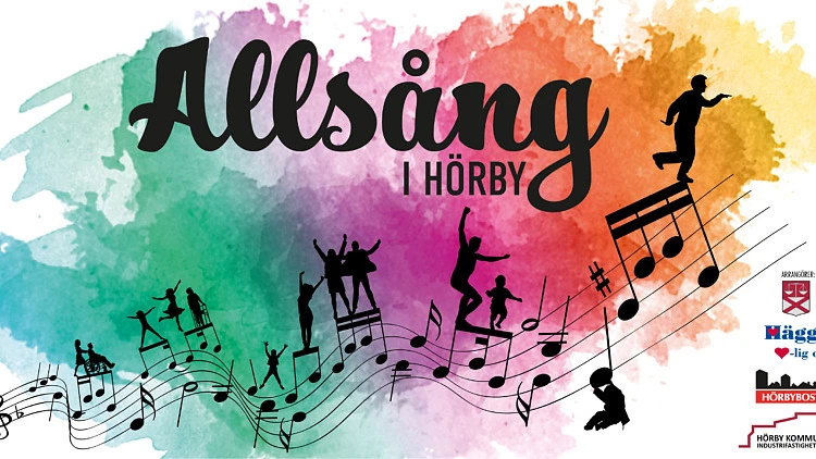 Skylt med texten "Allsång i Hörby"
